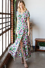 Load image into Gallery viewer, First Love Slit Printed Surplice Tie Waist Short Sleeve Dress
