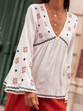 Load image into Gallery viewer, Embroidered V-Neck Long Sleeve Blouse
