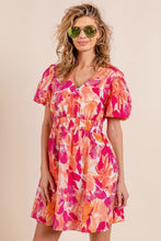 Load image into Gallery viewer, BiBi Floral V-Neck Puff Sleeve Mini Dress
