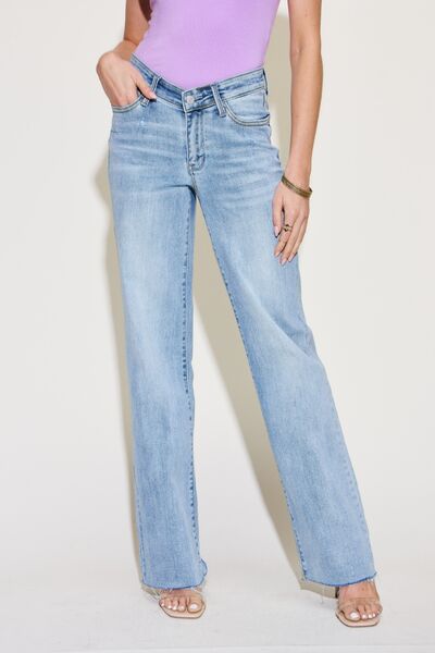 Judy Blue Full Size V Front Waistband Straight Jeans