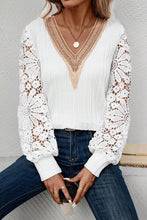 Load image into Gallery viewer, Lace Detail V-Neck Long Sleeve Blouse
