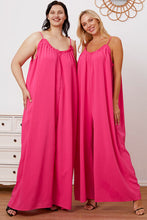 Load image into Gallery viewer, Full Size Ruffle Trim Tie Back Cami Jumpsuit with Pockets
