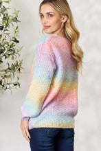 Load image into Gallery viewer, BiBi Rainbow Gradient Crochet Deetail Sweater
