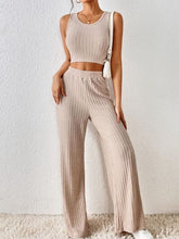 Load image into Gallery viewer, Ribbed Round Neck Tank and Pants Sweater Set
