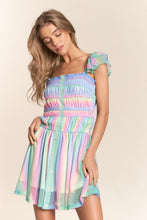 Load image into Gallery viewer, J.NNA Rainbow Smocked Mini Mesh Dress
