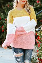 Load image into Gallery viewer, Plus Size Color Block Round Neck Sweater

