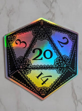 Load image into Gallery viewer, Holographic 20 Sided Dice Sticker
