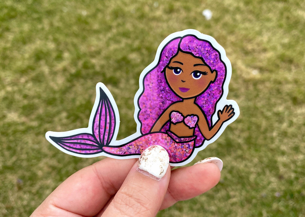 Glitter Purple Mermaid Sticker