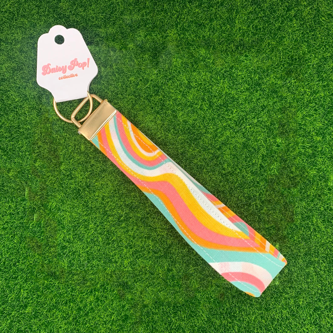 Retro Rainbow Wristlet Keychain