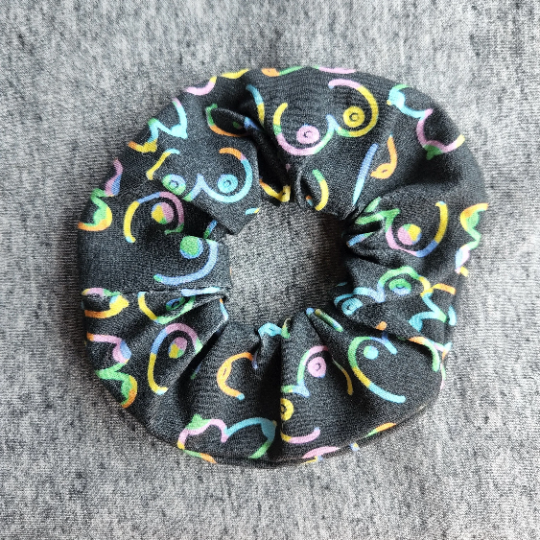 rainbow boob jersey knit scrunchie