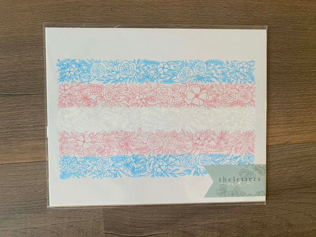 Transgender Flag Floral Print