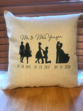 Load image into Gallery viewer, wedding/bridal shower/anniversary gift- silhouette pillow
